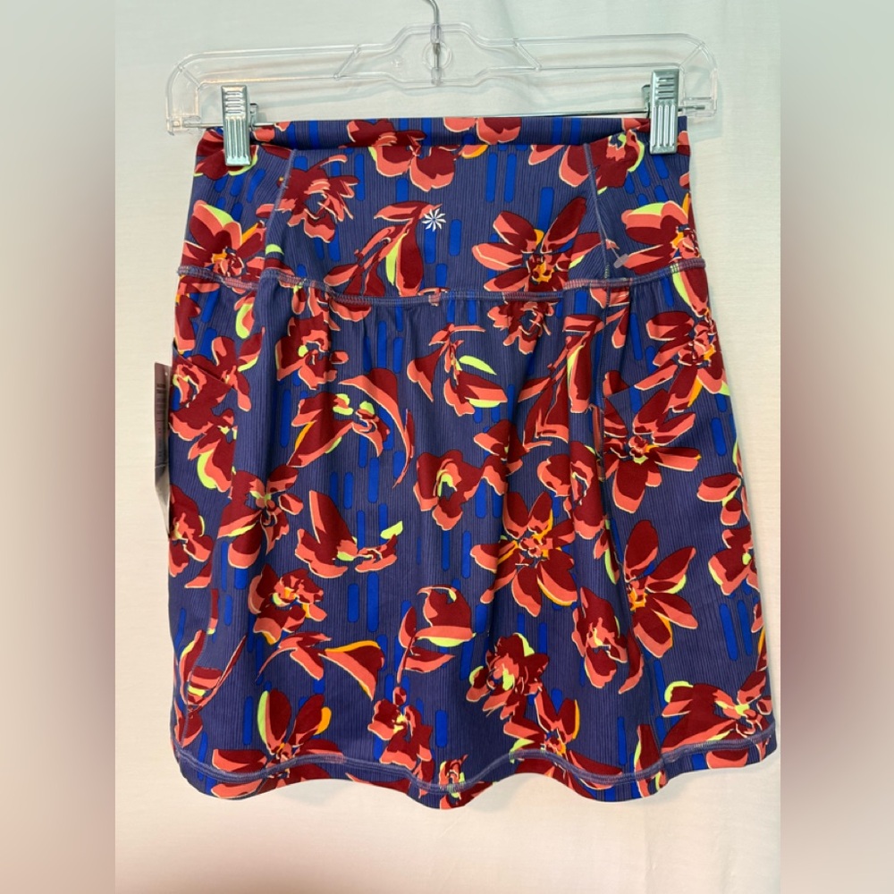 Athleta Skort Womens XS Blue Red Salutation Stash 16.5 PowerVita Floral Print